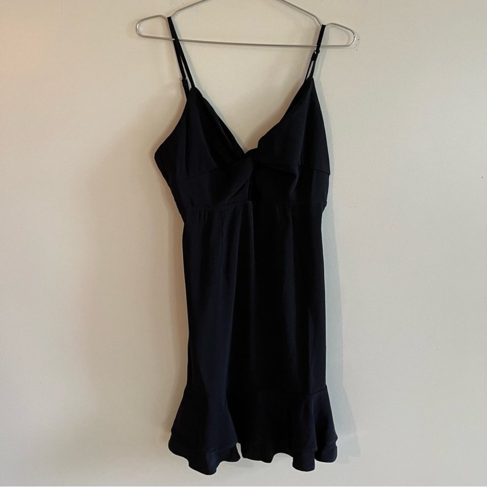 Gilli Clothing Adjustable Strap Ruffle Little Black Dress